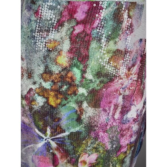 NWT Theia Watercolor Sequin Gown Size 4 Bodycon Column Maxi Dress Muted Colors - Picture 5 of 16